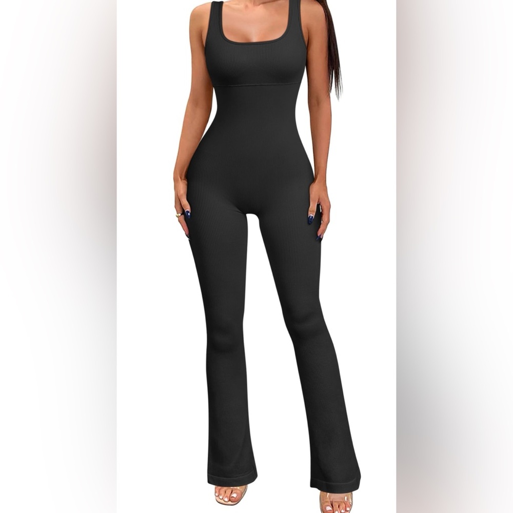 Black Jumpsuit | Flare Leg | Thick Strap